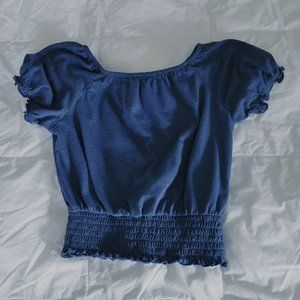 Old Navy Blue Puffed Sleeve Top 6-7 (S)